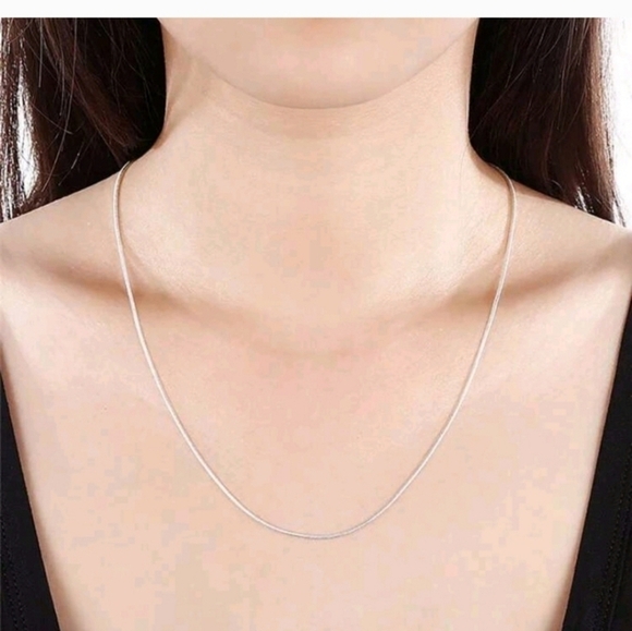 925 STERLING LONG SKINNY SILVER ROUND SNAKE CHAIN NECKLACE FOR LAYERING 26" - Picture 3 of 7